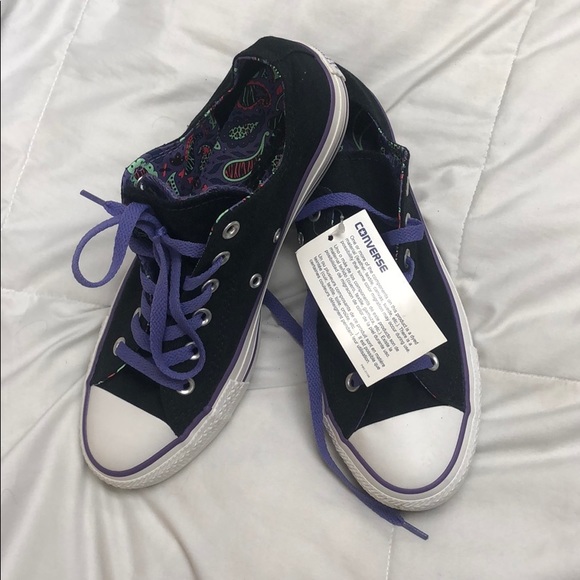 black and purple converse